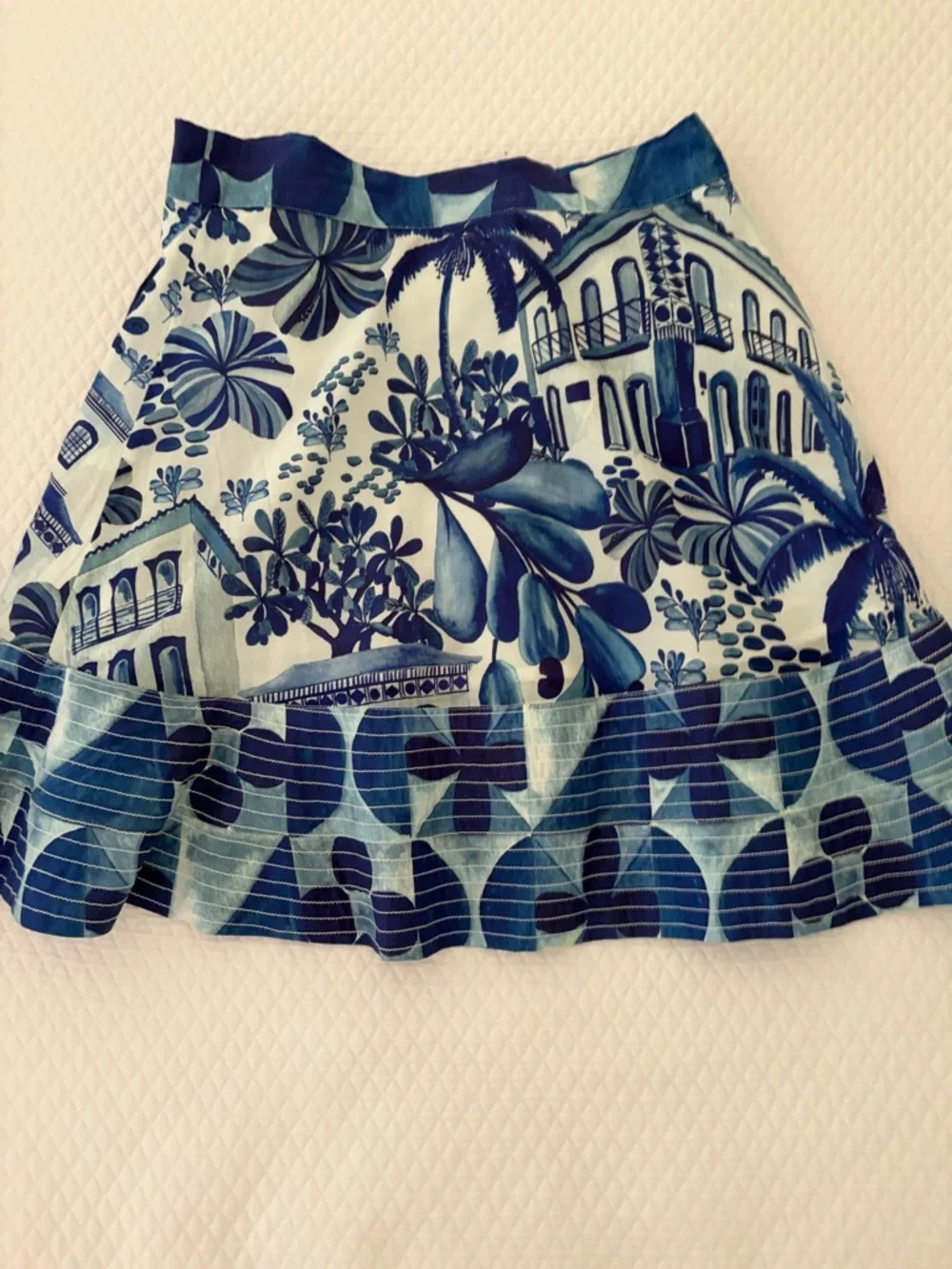 FARM Rio Blue Printed Wrap Mini Skirt with Tie - Picture 4 of 4